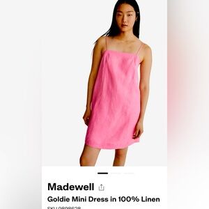 Maxwell pink linen short dress with pockets. Size 12